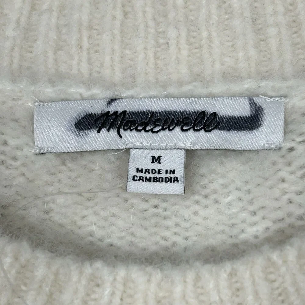Madewell Sweater Mens Medium Cream Crewneck Wool Yak Alpaca Blend Soft NY129 NWT